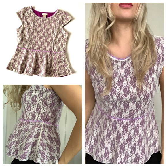 Matilda Jane Tops - Matilda Jane Lace Purple Peplum Top Peppinger M